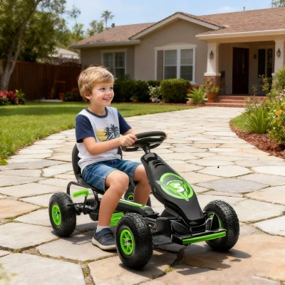 Aosom Ergonomic Pedal Go Kart for Kids, Ages 5-12, Green