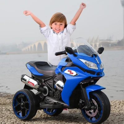 12V Kids Electric Ride-On Motorcycle with LED Lighted Wheels and Bluetooth MP3, Blue