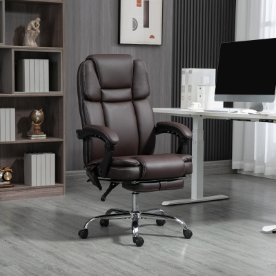 Vinsetto Massage Office Chair, Reclining Executive Office Chair with 6-Point Vibration, Footrest and High Back, Dark Brown