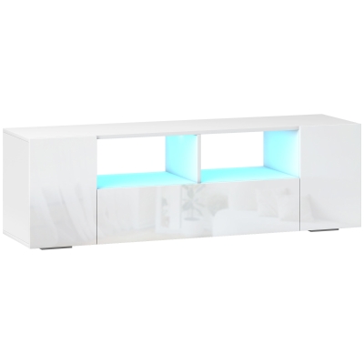 HOMCOM TV Stand for TVs up to 60", TV Unit with LED Lights, Storage Shelves and Cupboards, 53.9" x 13.8" x 16.5", White