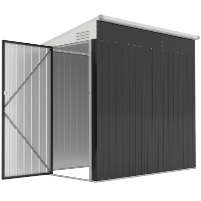 Outsunny 4' x 6' Outdoor Storage Shed Lean to Shed Outdoor Metal Tool Shed with Lockable Door and Air Vents, Dark Grey