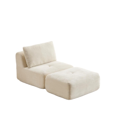 Modern Memory Foam Sectional Sofa with Pet-Friendly Corduroy Fabric, Beige
