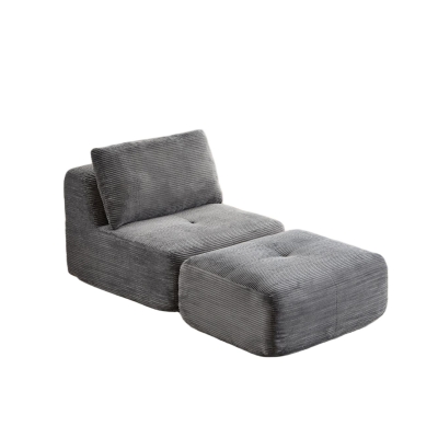 Modern Memory Foam Sectional Sofa with Pet-Friendly Corduroy Fabric, Grey