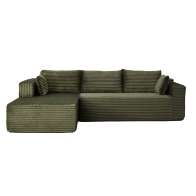 Minimalist Compression Sectional Couch with Comfy Chaise, Green