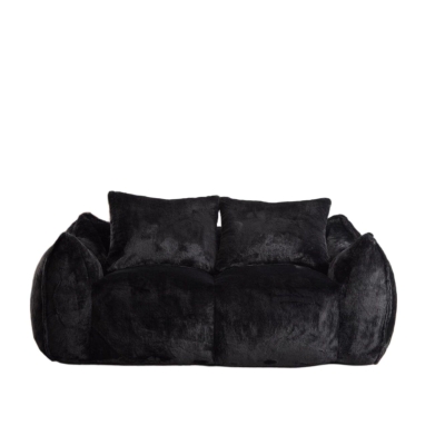 Giant Bean Bag Couch with High-Density Foam and Faux Fur Fabric, Black