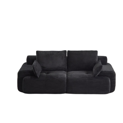 2-Seater Modern Memory Foam Sofa with Pet-Friendly Corduroy Fabric, Black