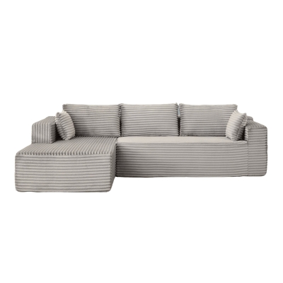 Minimalist Compression Sectional Couch with Comfy Chaise, Grey