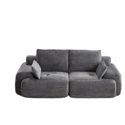 2-Seater Modern Memory Foam Sofa with Pet-Friendly Corduroy Fabric, Grey