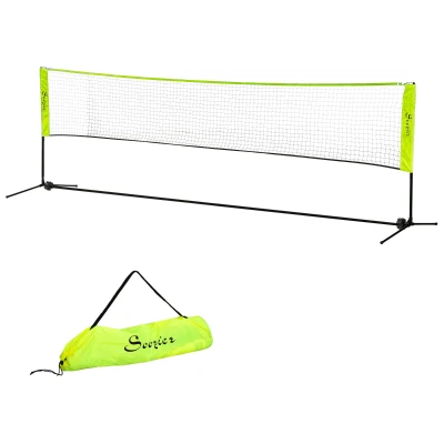 Soozier 14ft Badminton Net, Height Adjustable Outdoor Sports Net with Carry Bag, for Tennis, Pickleball and Volleyball, Yellow