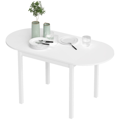 HOMCOM Solid Wood Kitchen Table, Drop Leaf Tables for Small Spaces, Folding Dining Table, White