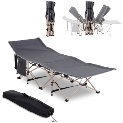 Outsunny Folding Camping Cot, Portable Bed, 330 lbs Capacity, Gray