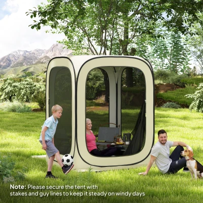 Outsunny 6x6ft Pop-Up Camping Gazebo Tent with Carry Bag, Beige