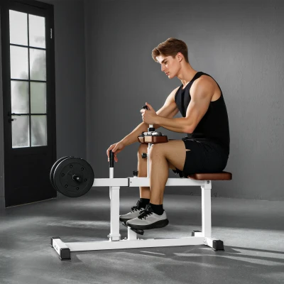 Soozier Adjustable Steel Seated Calf Raise Gym Equipment, Brown