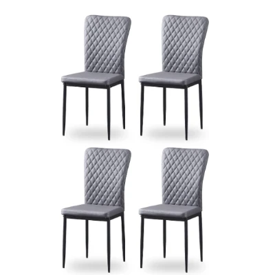 Set of 4 Modern Dining Chairs with Fireproof Leather and Sprayed Metal Pipe, Dining Seat with PU Material, 17.5'' L x 15.5'' W x 37'' H cm, Gray