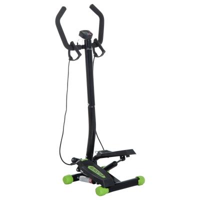 Soozier Adjustable Twist Stepper w/ LCD Monitor and Resistance Bands, Stair Stepper Aerobic Body Workout Fitness Machine for Home Gym
