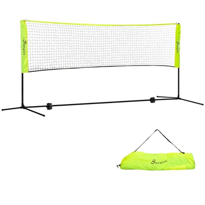 Soozier 10ft Badminton Net, Height Adjustable Outdoor Sports Net with Carry Bag, for Tennis, Pickleball and Volleyball, Yellow