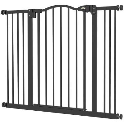 PawHut Extra Tall Dog Gate with Door, Pressure Fit, Auto Close, Double Locking for Doorways Hallways Stairs, 29"-39", Black