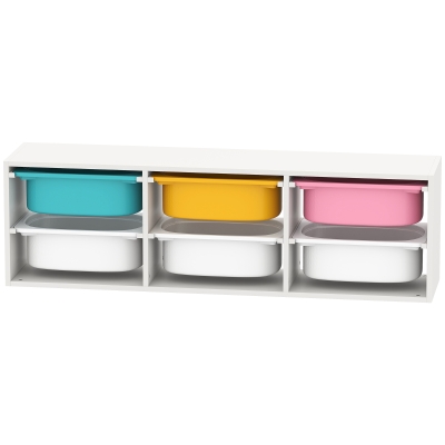 Qaba Kids Toy Storage Organizer with 6 Removable Plastic Bins for Toddlers, Toy Box for Bedroom, Nursery, Playroom