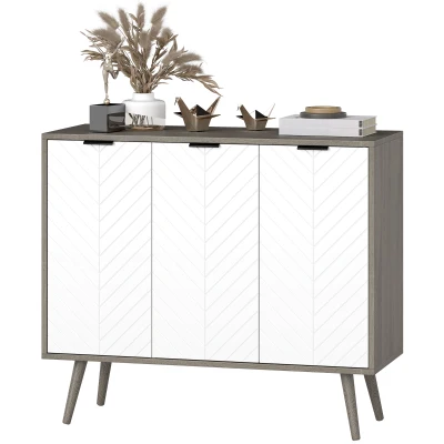 HOMCOM Modern Sideboard and Buffet, Dining Room Cabinet with Adjustable Shelves and 3 Doors, Grey