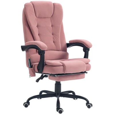 Vinsetto 7-Point Vibrating Massage Chair, Reclining Office Chair with Footrest, Reclining Back, Adjustable Height, Pink