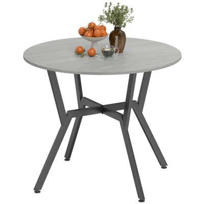 HOMCOM 35" Round Dining Table, Modern Dining Room Table with Steel Frame, Space Saving Small Kitchen Table, Grey
