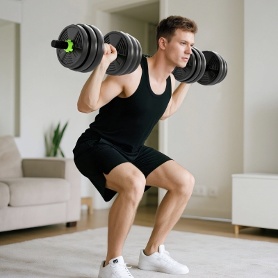 Soozier Adjustable Dumbbell Set, 3 in 1 Weights Dumbbells Set for Home Gym, 44lb Free Weights with Connector and Non-Slip Grip