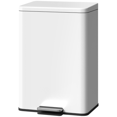 HOMCOM 5.3 Gallon/20 L Garbage Bin with Soft Close Lid, Trash Can with Removable Inner Bucket for Kitchen, Office, Cream White