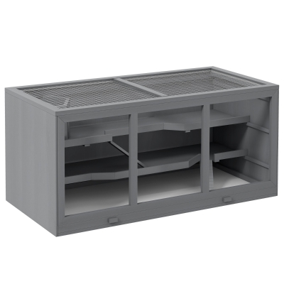 PawHut Extra Large Wooden Hamster Cage with Roof, Gray