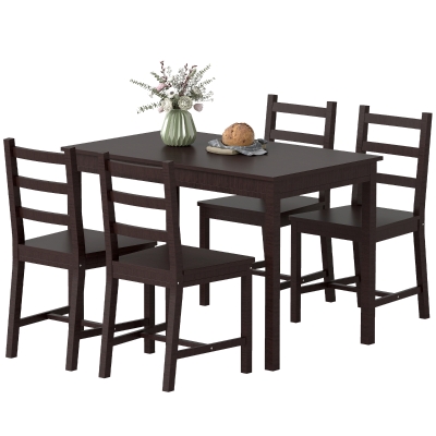 HOMCOM 5-Piece Modern Dining Table Set for 4, Chestnut Brown
