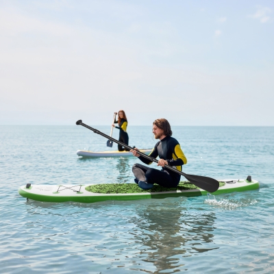Soozier Inflatable Paddle Board, 120''×30"×4" Stand Up Paddle Board Lightweight & Foldable w/ ISUP Accessories & Carry Bag, Aluminum Paddle, Fix Set, Air Pump, Leash