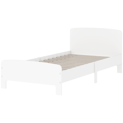Qaba Toddler Bed, Kids Bed Frame for Girls and Boys, Kids Bedroom Furniture for 3-12 Years, White