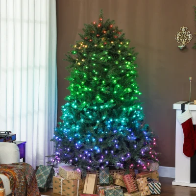HOMCOM 6ft Prelit Christmas Tree with LEDs, Smart App Control