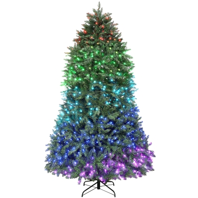 HOMCOM 7.5ft Prelit Christmas Tree with LEDs & Smart App Control