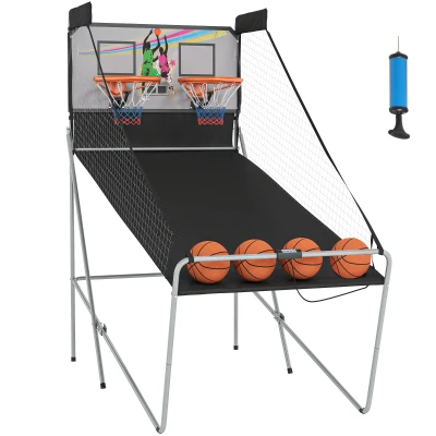 HOMCOM Double Shots Arcade Basketball System Foldable Two Player Basketball