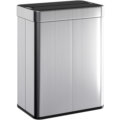 HOMCOM 13.2 Gallon Sensor Can, Automatic Garbage Can with Soft-Close Butterfly Lid, Fingerprint-Proof Stainless Steel, Silver