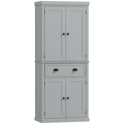 HOMCOM 72.5" Kitchen Pantry Cabinet with Doors & Shelves, Gray