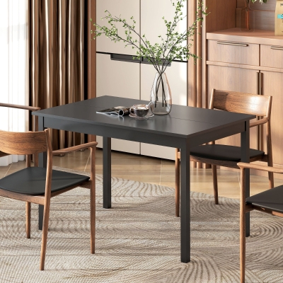 HOMCOM 47" x 30" Dining Table, Farmhouse Dining Room Table with Pine Wood Frame, Space Saving Kitchen Table, Black