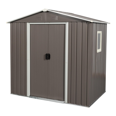 6 x 5 ft Outdoor Metal Storage Shed with Galvanized Steel Panels and Doors, Storage Hut ideal for Backyard, 76.5'' L x 51.5'' W x 72.5'' H, Gray