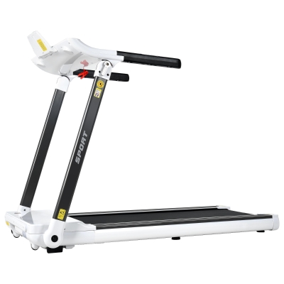 Portable Compact Treadmill with 3.5HP Motor, Bluetooth Speaker, Foldable Running Machine for Home Gym, 61.5" L x 24.5" W x 45.5" H, White