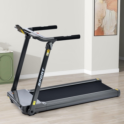 Folding Electric Treadmill with 3.5HP Motor, Multifunctional LED Display, Running Machine for Compact Room, 61.5" L x 24.5" W x 45.5" H, Grey