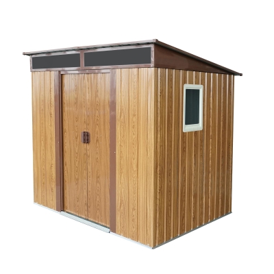 6 x 5 ft Outdoor Metal Storage Shed with Transparent Plate, Galvanized Steel Storage Hut for All-Weather Use, 77'' L x 59.5'' W x 71'' H, Coffee