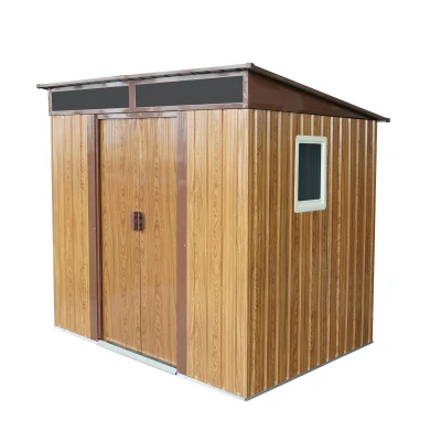 6 x 5 ft Outdoor Metal Storage Shed with Transparent Plate, Galvanized Steel Storage Hut for All-Weather Use, 77'' L x 59.5'' W x 71'' H, Coffee