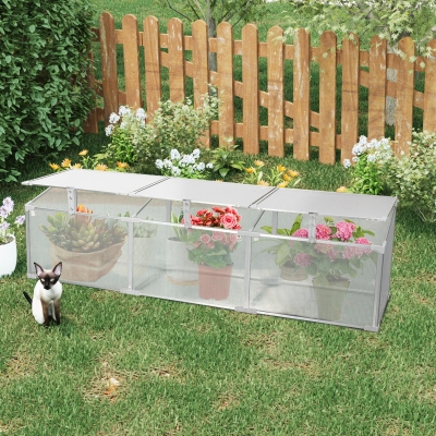 Polycarbonate Greenhouse with Sturdy Aluminium Structure, Polycarbonate Plant House with Openable Top, 71" L x 20.5" W x 20.5" H, Silver