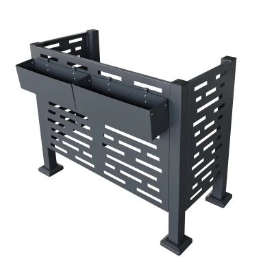 Outdoor Metal Privacy Fence Cover with 3 Concealment Panels, Privacy Shield Perfect for Air Conditioner Units, 46'' L x 22'' W x 35'' H, Charcoal