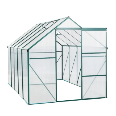 Polycarbonate Walk-in Greenhouse with Sliding Door and Adjustable Roof, Hothouse with Duty Aluminum Frame, 75'' L x 122.5'' W x 77'' H, Green