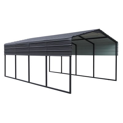 12 x 20 ft Metal Outdoor Garage with Heavy Duty Galvanized Steel, Waterproof Car Shelter for storage, 144" L x 235" W x 103" H, Charcoal
