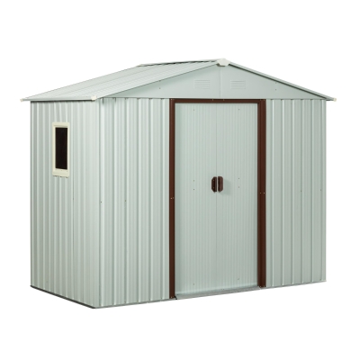 Outdoor Metal Storage Shed with Metal Foundation and Robust Construction, Storage Hut ideal for Backyard, 93'' L x 51.5'' W x 75'' H, White
