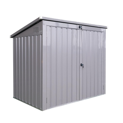 Metal Garbage Bin Shed with Sloped Roof and Lockable Door, Trash Can Shed Perfect for Outdoor Storage, 62'' L x 40'' W x 52.5'' H, Gray