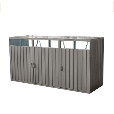 Metal Garbage Bin Shed with Doors and Lockable Handles, Trash Can Shed Perfect for Outdoor Storage, 94.5'' L x 31.5'' W x 48'' H, Grey