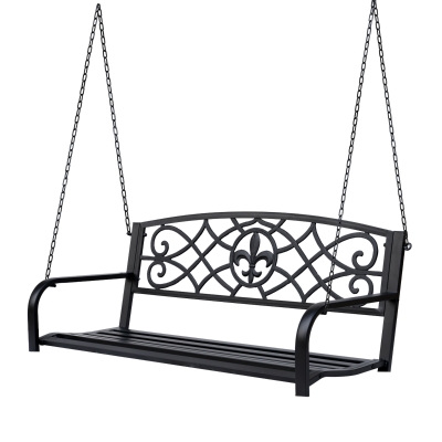 Outsunny 2-Person Steel Porch Swing, Outdoor Bench, Black